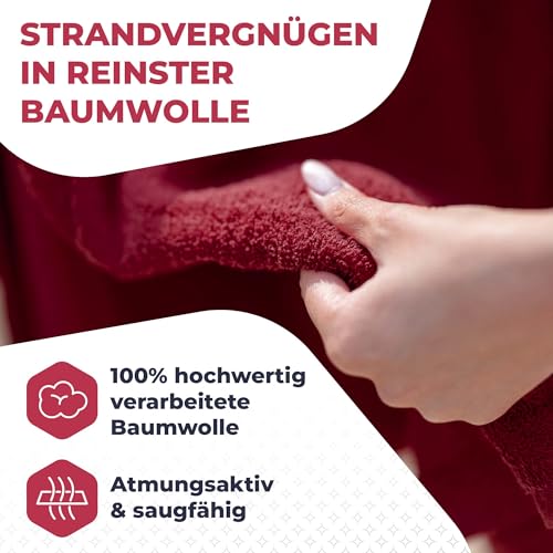 Kapart Strandhandtuch Weinrot I Handtuch XXL I Badehandtuch Groß I Strandtuch XXL I Großes Strandtuch I Saunatuch I Badetuch in Übergrößen 155 x 220 cm
