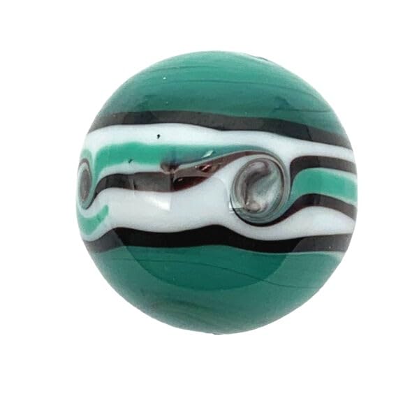 Generic 2022 16mm ''Riptide'' Green/Teal Handmade Art Glass Single Marble 5/8''