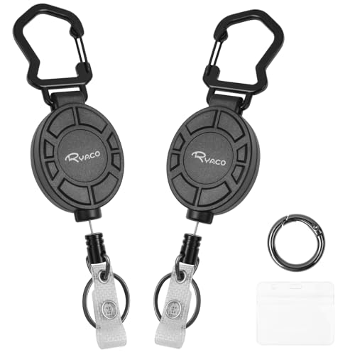 RYACO 2 Pack Heavy Duty Retractable Keychain, Up to 35 oz, Ultra Magnetic Metal Badge Reel Holder with 31.5” Steel Cord