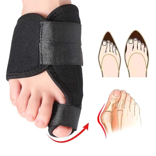 Image of Pack of 2 Orthopedic Toe Separators for Bunion Correction & Toe Alignment | Adjustable Bunion Corrector Splint for Hallux Valgus Pain Relief | Comfortable Toe Straightener Support for Men & Women (Black) (BLACK)