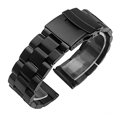 BNCXMO Mira la correa de acero inoxidable pulsera de acero inoxidable 18 mm 20 mm 22 mm 24 mm de metal sólido Solid Metal plegable ACCESORIO ACCESORY /23MM /SLVER