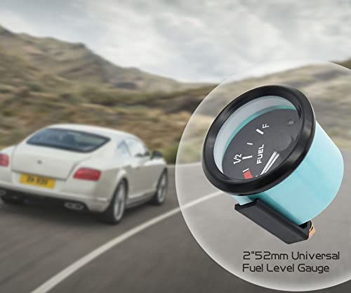 2" 52Mm Universal Car Fuel Level Gauge Meter With Fuel Sensor E-1/2-F Pointer 12V For Fuel Level Sensor Kit With Sensor Universal Boat Motorcycle Truck Rv Fuel Tank Gauge #TOP6