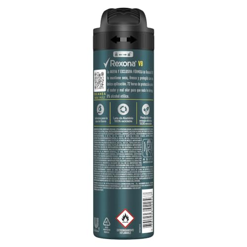 Desodorante Antitranspirante Aerosol Masculino Rexona V8 72 horas 150ml, Rexona, Branco (A embalagem