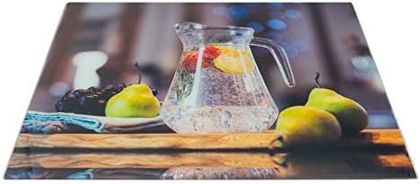 Harbour Housewares Glass Worktop Saver Non-Slip Kitchen Chopping Board - 500 x 400mm - Water Jug - Pack of 6