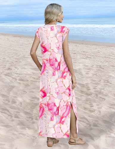 Image of Zeagoo Summer Dresses for Women 2026 Long Maxi Sundresses Loose Split Wrinkle-Free Beach Travel Vacation Clothes