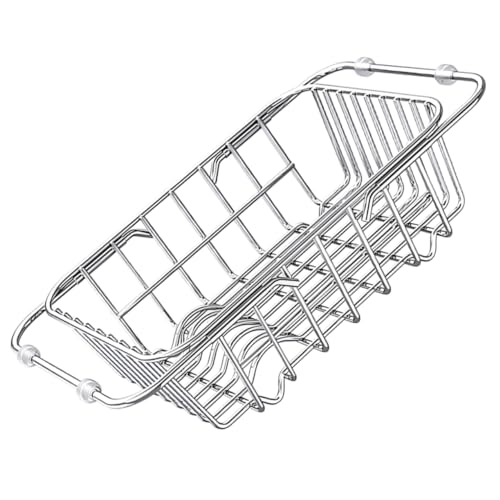 FUNNETOYU Escurridor de Platos Extensible Inoxidable Cocina Soporte de Drenaje Multifuncional Fregaderos y Encimeras