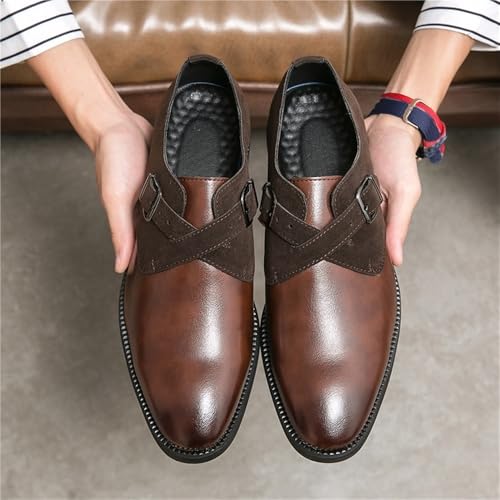 Mens Pointed Toe Oxford Dress Shoes Classic Slip On Casual Business Double Monk Strap Shoes2