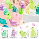 TOPBELIEF 60 sztuk mini świecących zwierząt, małe figurki zwierząt, mini figurki z żywicy, kolorowe małe figurki zwierząt do miniaturowych ogrodów krajobrazowych, bonsai, basenów rybnych i akwariów
