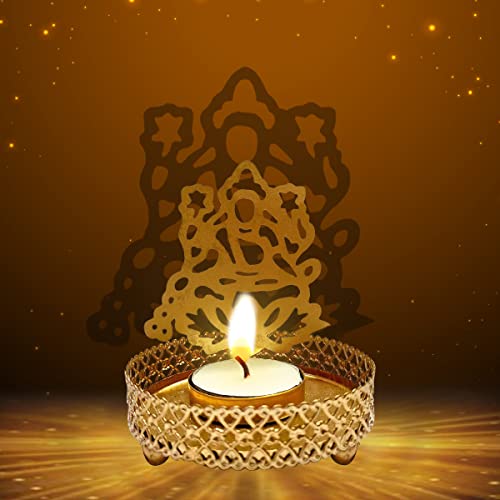 Satvik Goddess Lakshmi Shadow Diya For Diwali Decoration Gift Traditional Decorative Statue For Home/Office Religious Tea Light Candle Holder Stand Indian Housewarming Return Gift Items #TOP24