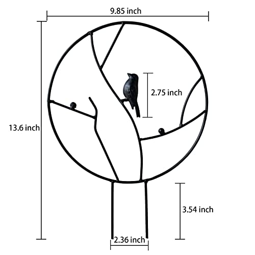 Tkrsrk 2 Pcs Iron Garden Trellis For Climbing Plants, 13.6" Rust-Proof Small Trellis For Indoor Potted Plants, Round Circle Trellis With Bird, Metal Vine Plant Support Trellis For Vines - Black #TOP2