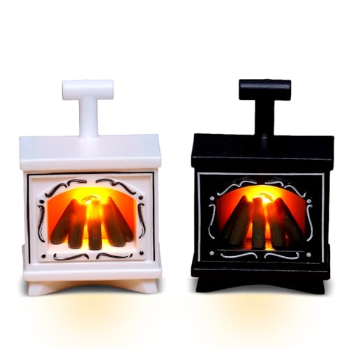 2Pcs Wichtel Kamin mit Licht,Miniatur Wichtel Zubehör Weihnachten,...