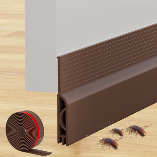 Türdichtung Zugluftstopper für Türen 100cm, Selbstklebend Tür Unten Zugluftstopper, Silikon Haustür Dichtung Luftzugstopper, Türbodendichtung für Windschutz, Schallschutz, Kälteschutz (1M, Braun)