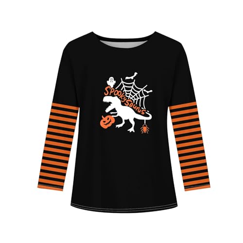 Kids Halloween Pumpkin Face Long Sleeve T-Shirt Cute Fall Holiday Top Comfortable Soft Tee for Girls and Boys3
