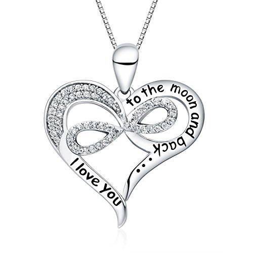 FANCYCD I Love You to the Moon and Back" Love Heart Necklace, 18", Jewelry for Women & Girls, Special Gifts for Girlfriend, Wife, Sister, Aunt, Grandma, Mom.