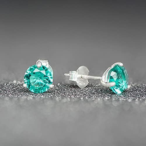 Aeon Birthstone Stud Earrings - December Blue Topaz, December Turquoise Blue, 6mm - Image 4