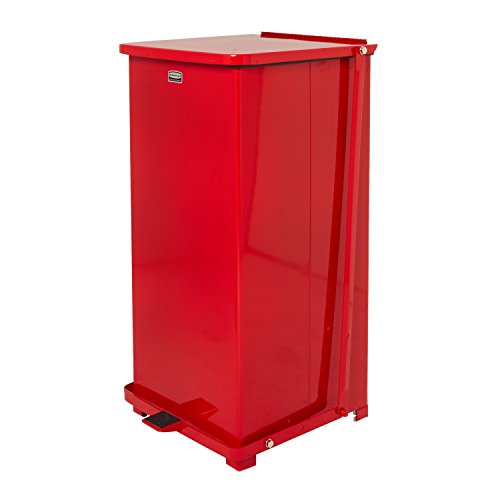 Caneca cuadrada de acero roja Rubbermaid 24 gal miniatura 3