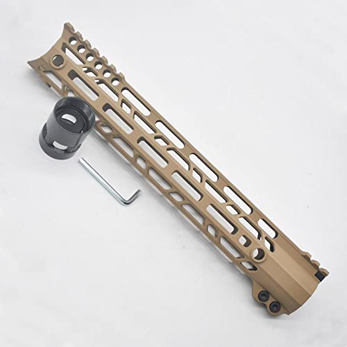 Clamp Shark Style 12 Inches Tan FDE M system Free Float AR15 M16 M4 Rifle Handguard Fit .223 5.56 Rifles - Image 2