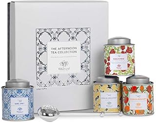 Whittard of Chelsea | Afternoon Tea Collection | Gift Set For Men & Women | 4 Rich & Fruity Black & Green Teas | Incl. Silver Plated Infuser | Suitable for Vegans & Vegetarians | 4 Pack