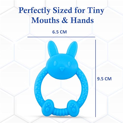 Image of MamaLaps Soft Silicone Baby Teether, Silicone BPA Free Teethers for Newborn Infant, Teething Toy for Babies with Textured Surface for Soothing Gums (Pack of 2, Rabbit)