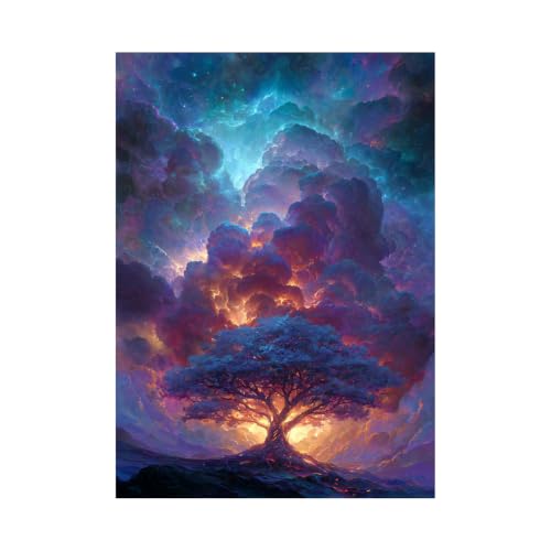 Cuadro flores en lienzo TERUEA 40x60cm, decoración de pared sin marco azul para salón y cocina