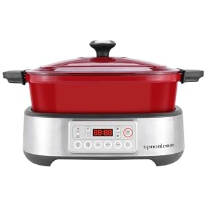 Electric Dutch Oven Multi-Cooker, 5.8QT Enameled Cast Iron Pot - 1250W Fast Heating, 6 Preset Functions, Digital Display & Keep Warm, Oven Safe Pot To 392℉, with Removable Pot, Steam Rack Electric Dutch Oven Multi Cooker 58QT Enameled Cast Iron Pot 1250W Fast Heating 6 Preset Functions Digital Display Keep Warm Oven Safe Pot To 392 with Removable Pot Steam Rack