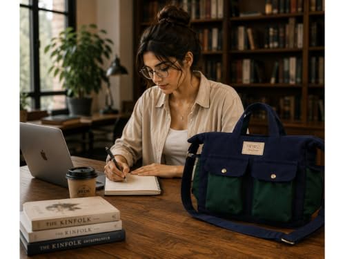 Image of ROUGH Canvas Cotton messenger bag.15'' Lap top. Large size 36x27x11 cm(12Ltr) Metal zipper closure. Allround pockets. Vintage look. Antique fittings.Sustainable