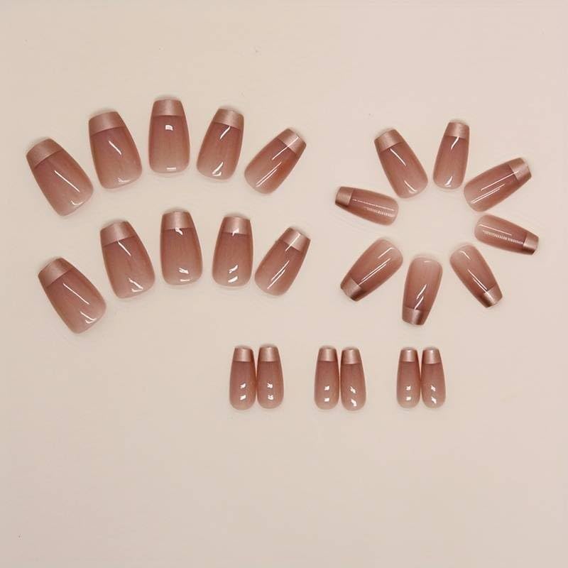 Image of ZOONA 24PCS Everlasting French Nails Artificial Nails Art Set| Lightweight & Long Lasting| Easy To Use| Quick Fix For Festivals & Special Occasions (W1223)
