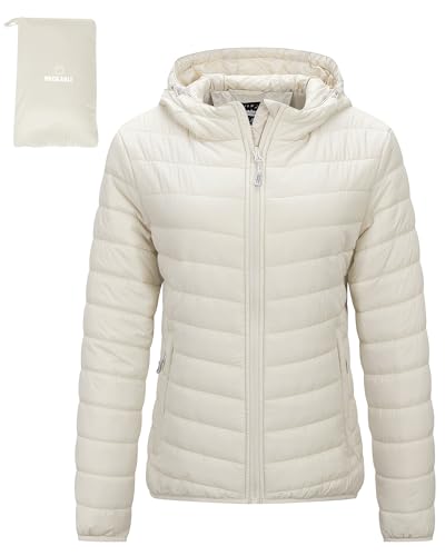 Image of Outdoor Ventures Women's Packable Lightweight Full-Zip Puffer Jacket with Hood Quilted Winter Coat