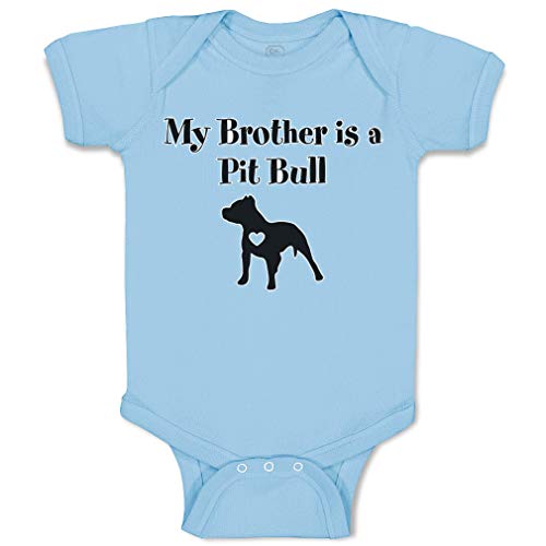 Image of Cute Rascals Baby Bodysuit My Brother Is A Pitbull Dog Lover Pet Boy & Girl Baby Clothes Funny Cotton Light Blue Design Only 6 Months