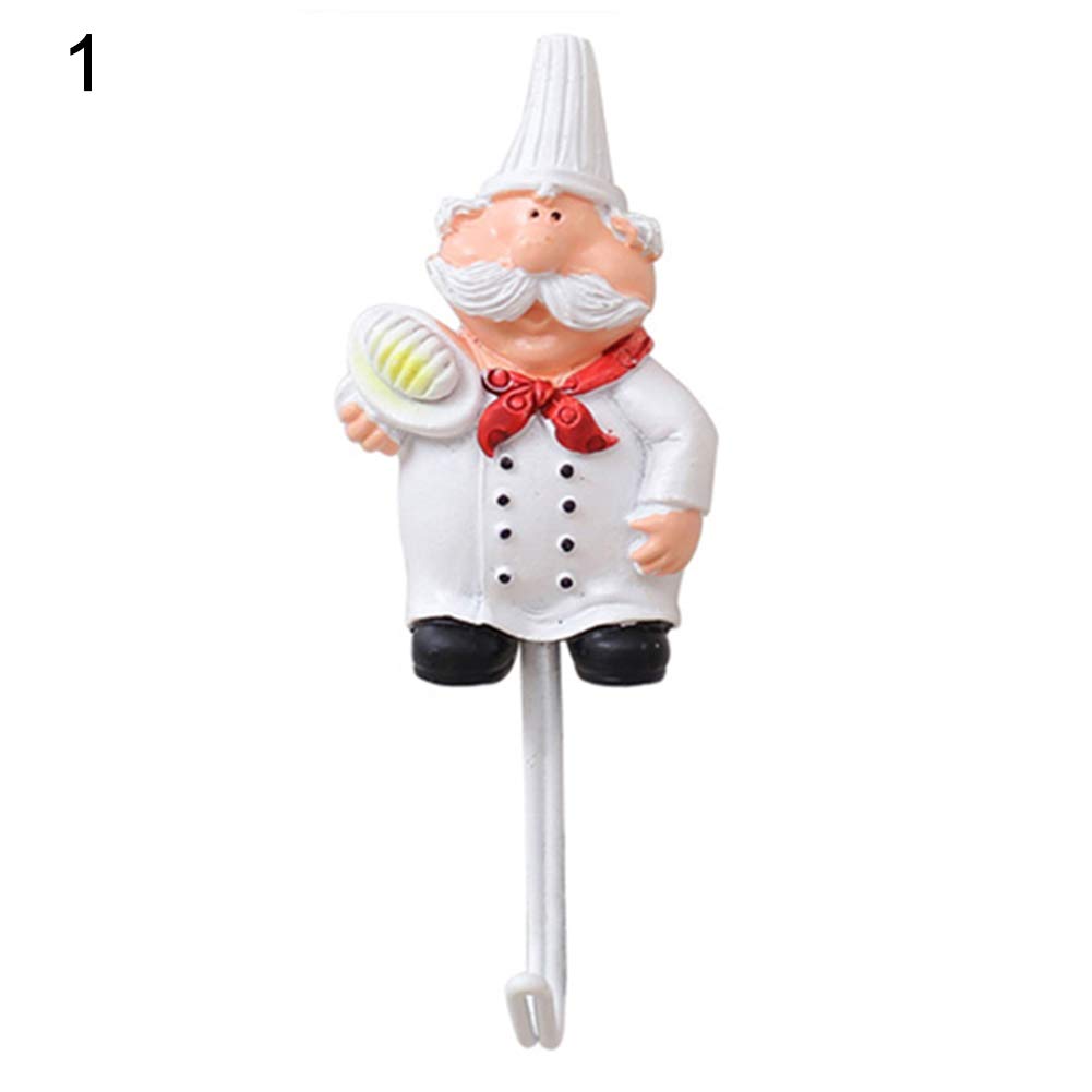 Profusion Circle Cartoon Chef Door Wall Kitchen Sponge Brush Utensil Hook Organizer - White 1