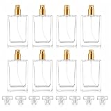 Enenes 8 Pack 30ml/1Oz Refillable Glass Perfume Bottles - Premium Square Gold Atomizer Spray Bottles, Leak-Proof Portable Empty Perfume Containers for Travel, Purse, Gym & Home Office Use