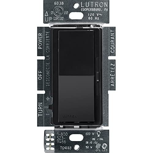Image of Lutron Diva LED+ Dimmer Light Switch for Dimmable LED, Halogen, and Incandescent Bulbs, 150 Watt, Single-Pole or 3-Way, DVCL-153P-BL, Black