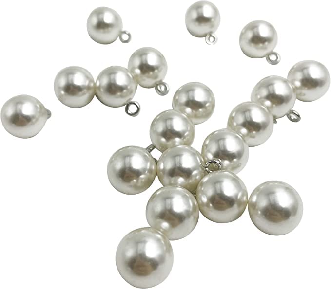 Bhavya Enterprises 20Pcs Pearl Buttons,White Resin Full Round Pearl Bridal Buttons with Shank for Sewing, Wedding Dress, Crafting, Jewelry, Scarf and Other DIY Project (10mm) Q1820-picture-12