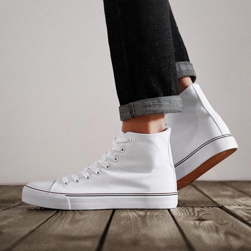 ZGR Men's High Top Canvas Sneakers Lace Up Classic Walking Shoes White US10 by ZGR - Used condition - Image 2