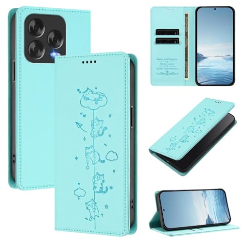 Étui ZTE Blade A53 / A53 Plus vert menthe en cuir avec fermeture magnétique