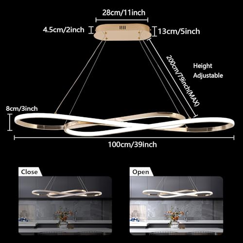 Image of Electroplated Gold Modern LED Pendant Chandelier