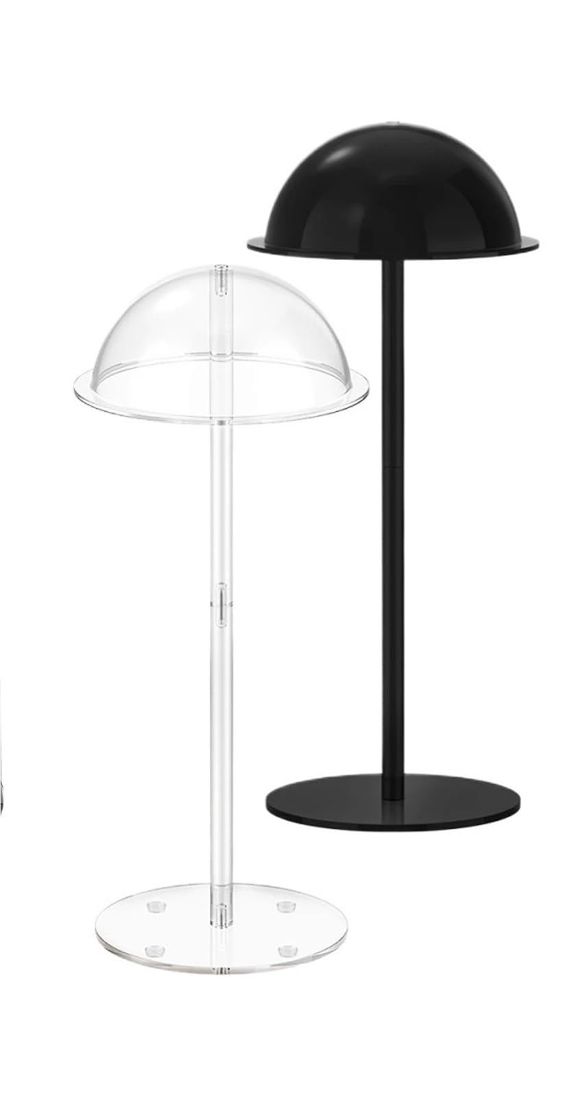 zyrqon 40cm Hat Display Stand Acrylic Clear Domed Baseball Cap Holder With Round Base Wig Rack Tabletop Organizer Storage(Transparent)
