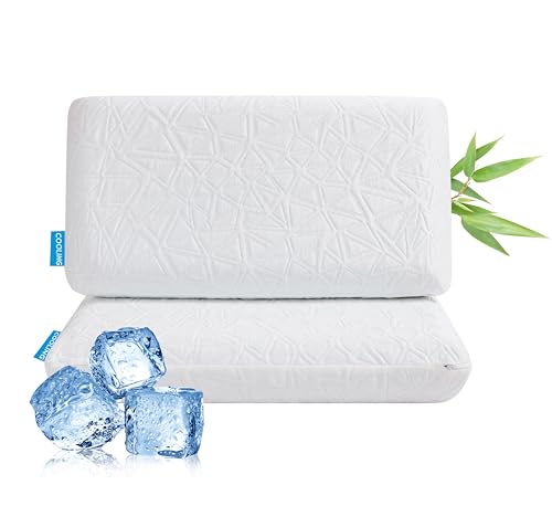 Pillows Queen Size Set of 2 Cooling Memory Foam Pillows for Sleeping, Cooling Gel Pillow for Hot Sleepers, Bed Pillow for Side, Back and Stomach Sleepers, Luxury Firm Gel Pillow for Neck Pain Relief Pillows Queen Size Set of 2 Cooling Memory Foam Pillows for Sleeping, Cooling Gel Pillow for Hot Sleepers, Bed Pillow for Side, Back and Stomach Sleepers, Luxury Firm Gel Pillow for Neck Pain Relief
