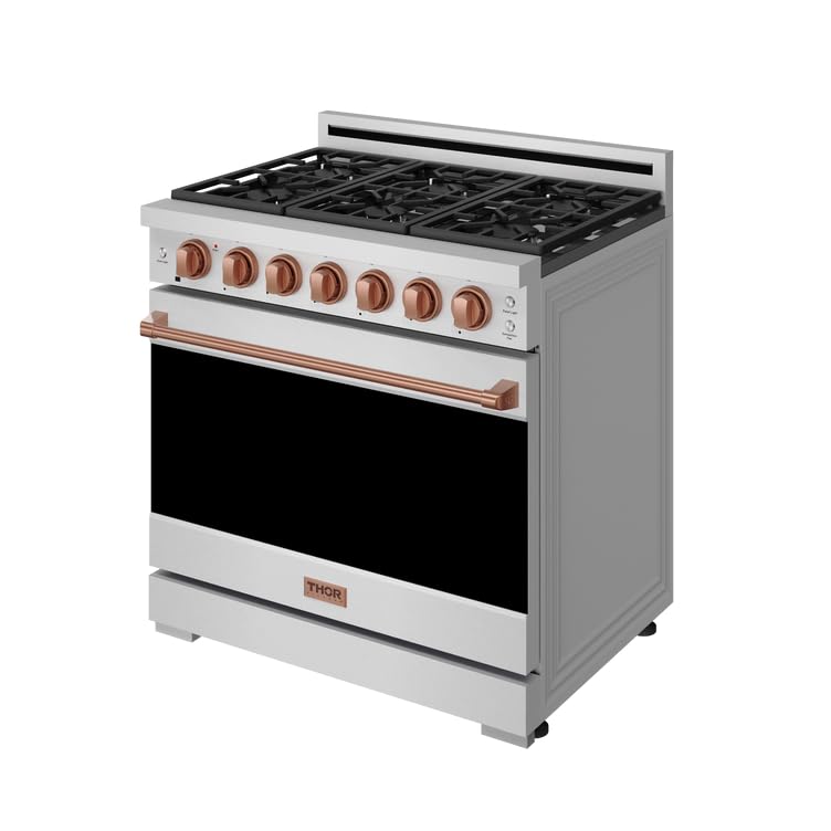 Image of Gordon Ramsay by THOR Kitchen 36-Inch Professional LP Range with Precision Knob Control in Stainless Steel and Rose Gold
