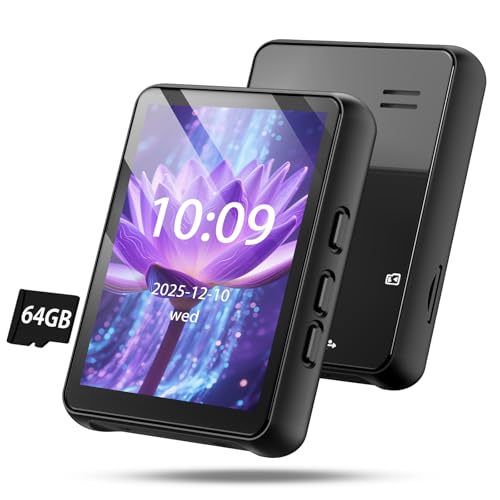 Bluetooth 5.3 MP3�v���[���[ ���y�v���[���[ 2.4�C���` �^�b�`�X�N���[�� ���@�\�f�W�^���I�[�f�B�I�v���[���[ HiFi 64GB microSD�J�[�h�Ή� �ő�128GB�g���\ ���y�Đ� �^�� FM���W�I �d�q���� �X�s�[�J�[���� T