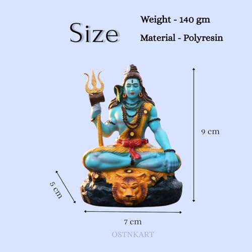 Image of Shiva Statue for Car Dashboard & Home Decor | 3.5 Inch Resin Shiv Ji Idol for Pooja Room, Living Room, Office, Spiritual Showpiece & Gift (7x5x9 cm)