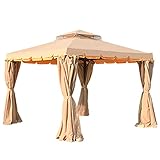 Pavillon Luxus-Außenmarkise Hofgarten Pergola großer regendichter Sonnenschuppen Grill großes Zelt großer Pavillon,Khaki,3 * 4M