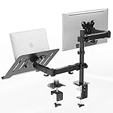 Soporte para monitor con bandeja para portátil: Soporte de Monitor para el monitor de 17 a 27 pulgadas. 8 kg con patrón de montaje VESA de 75x75 mm y 100x100 mm.Ideal para computadoras portátiles de hasta 17 pulgadas de tamaño.