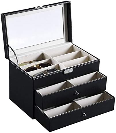Sunglasses Organizer - 18 Slots 3 Layer Eyeglass Sunglass Storage Box with 2 Drawer Portable Elegant Glasses Display Case Holder Collector for Women Men, Shipping from CA. or NJ.