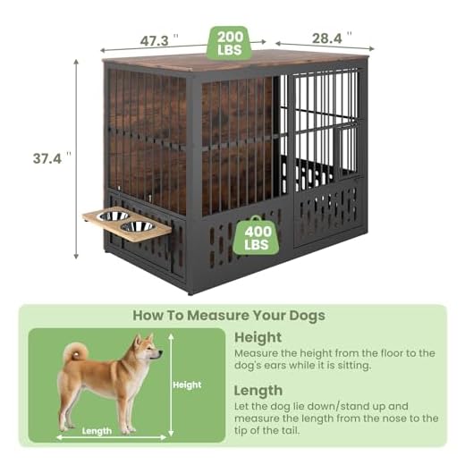 Yafylly XXL 48-Inch Wooden Dog Crate