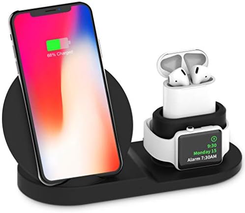 Wireless Charger, 3 in 1 Charging Station for Apple, Wireless Charging Stand Apple Watch Charger for Apple Watch and iPhone Airpod Compatible for iPhone X/XS/XR/Xs Max/8 Plus iWatch Airpods1 2