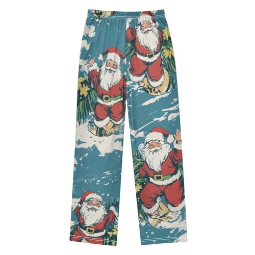 ZZXXB Retro Santa Claus Boys Long Pants Soft Trousers Elastic Waist Kids Lounge Bottoms with Pockets S-XL2