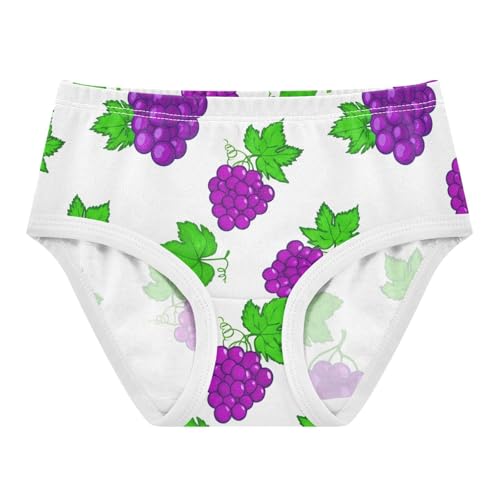 Cotton Girls Underwear Toddler Purple Grape Green Leaves White Panties Little Girl Cartoon Briefs Kids Undies 2t - Main Image
