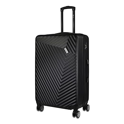 Mano Don Carlo Resväska Trolley 77 x 51 x 29,5 cm – 92 l – 4 hjul resväska med kombinationslås – Suitcase bagage, svart, L, resväska