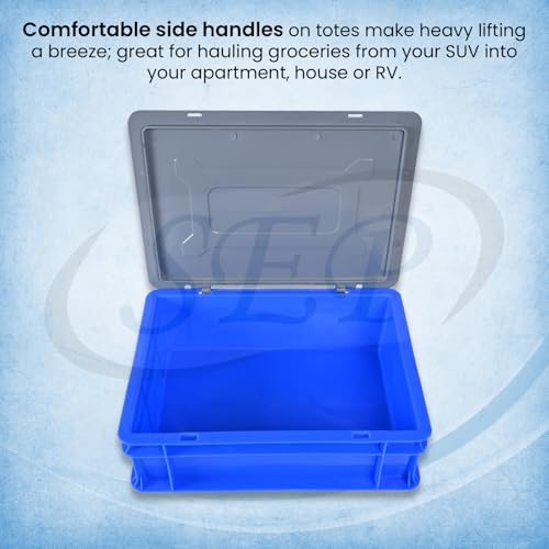 Image of 400x300x120 MM Multipurpose Plastic Crate Plastic Crate with Lid, with LidHeavy Duty Blue Portable Crates for storage | PACK OF 1 PCS